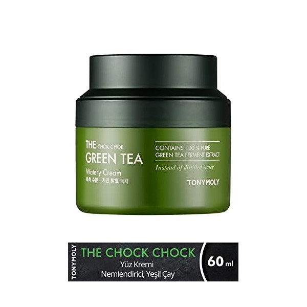 TONYMOLY The Chok Chok Green Tea Watery Cream - Hypoallergenic, Hydrating & Lightweight Facial Cream with Green Tea, K-Beauty