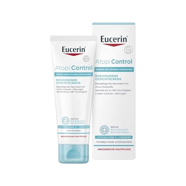 Eucerin AtopiControl Gesichtscreme lindert Juckreiz & Rötungen, 50 ml Crème