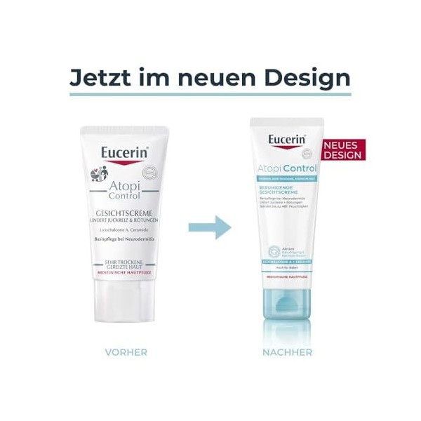 Eucerin AtopiControl Gesichtscreme lindert Juckreiz & Rötungen, 50 ml Crème