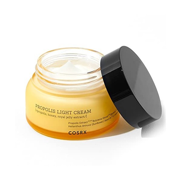 COSRX Full Fit Propolis Light Cream, 2.19 Fl.oz / 65ml, Propolis 64.5%, Hydratant quotidien jour et nuit, Non testé sur les a