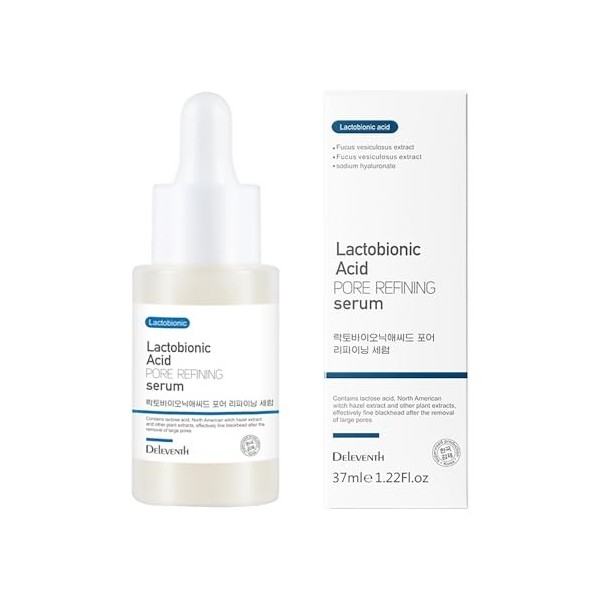 DEleventh Korean Brand Lactobionic Acid β-Glucan Face Serum 37ml / Anti-Oxidant, Shrink Pores, Adjust Water and Oil Balance, 