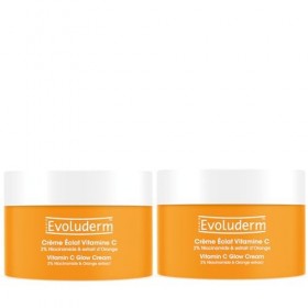 EVOLUDERM - Crème Visage Éclat Vitamine C - 50ml - 96% dIngrédients dOrigine Naturelle - 2% Niacinamide & Extrait dOrange 