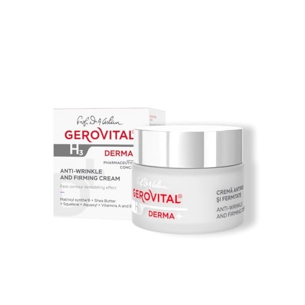 Gerovital H3 Derma+, Crème Anti-Rides Fermeté, Type de Peau : Sèche Sensible Déshydratée Mature, 50ml