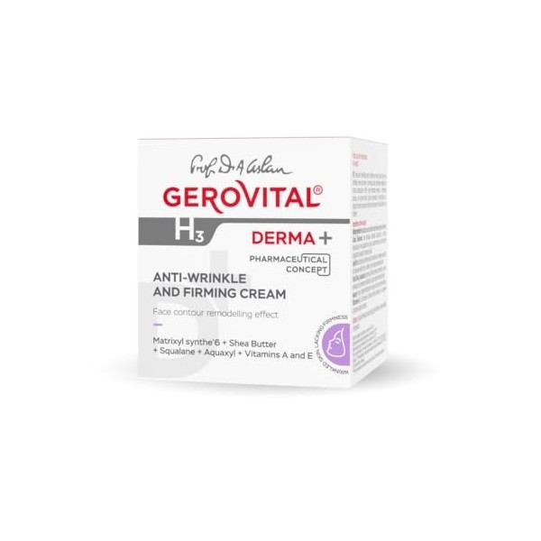 Gerovital H3 Derma+, Crème Anti-Rides Fermeté, Type de Peau : Sèche Sensible Déshydratée Mature, 50ml