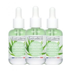 EVOLUDERM – Sérum Hydratant à l’Aloe Vera - 30 ml - 98% d’Origine Naturelle - Végan - Fabrication Française - Lot de 3 x 30 m
