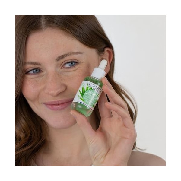 EVOLUDERM – Sérum Hydratant à l’Aloe Vera - 30 ml - 98% d’Origine Naturelle - Végan - Fabrication Française - Lot de 3 x 30 m