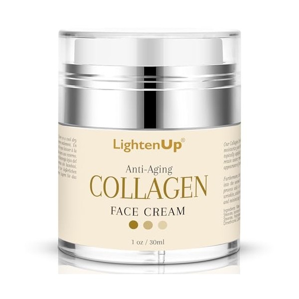 OMIC Lighten-Up Collagen Cream for Face - 1 fl oz / 30 ml - Antiaging, Fine Lines and Neck, Moisturizing and Hydrating Creams