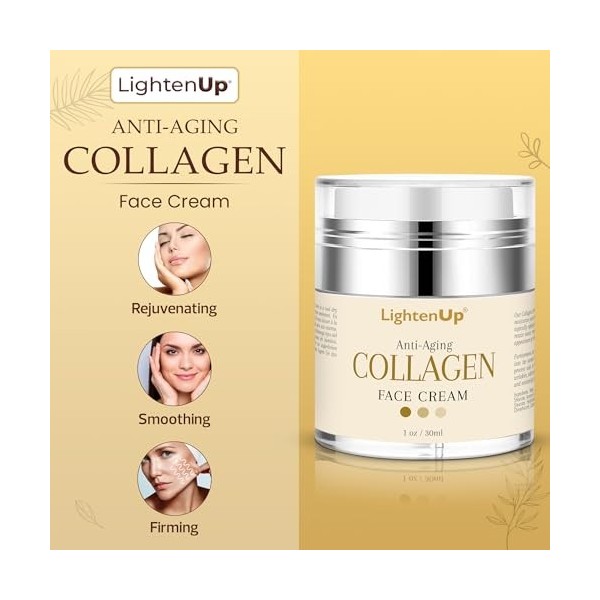 OMIC Lighten-Up Collagen Cream for Face - 1 fl oz / 30 ml - Antiaging, Fine Lines and Neck, Moisturizing and Hydrating Creams