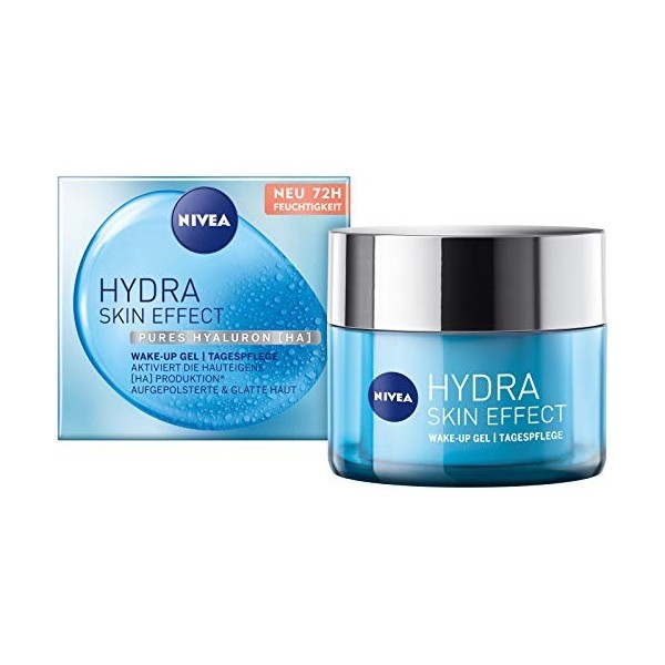 NIVEA Hydra Skin Effect Gel de réveil 50 ml , crème de jour pour peau rembourrée et lisse, crème de jour rafraîchissante ave