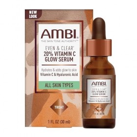 Ambi Even & Clear Sérum à la vitamine C infusé et brillant pour tous les types de peau pour une peau propre, une peau claire,
