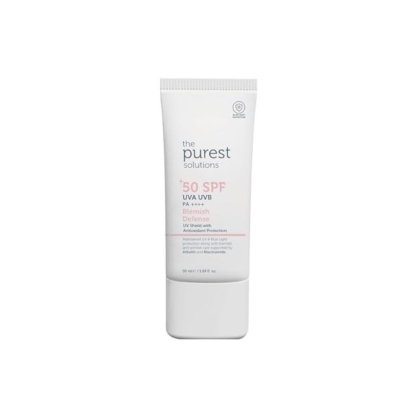 The Purest Solutions Blemish Defense UV Shield with Antioxidant Protection SPF 50+ - 8h UVA Protection, Arbutin & Niacinami