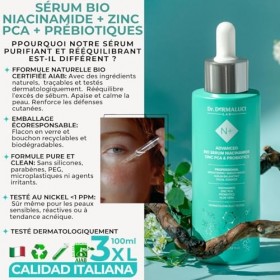 Serum Visage Niacinamide 100ML BIO | Purifiant, Illuminant, Hydratant | Avec Zinc PCA, Prebiotiques & Aloe Vera | Peau Grasse