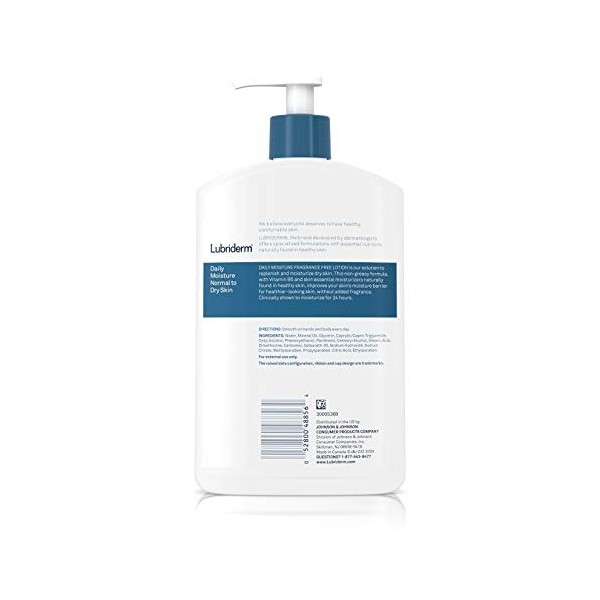 Lubriderm Lotion hydratante à usage quotidien pour peaux normales à sèches - Non parfumée - 475 ml
