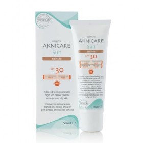 Synchroline - Aknicare Sun Teintée Spf30 Crème Visage Colorée 50 Ml Anti-Imperfections Peau Mixte et Grasse Avec Acide Hyalur