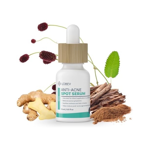 Lobey Sérum anti-boutons - Sérum dacné local à usage ciblé - Avec acide salicylique, zinc et bioflavonoïdes - Apaise et rédu ...
