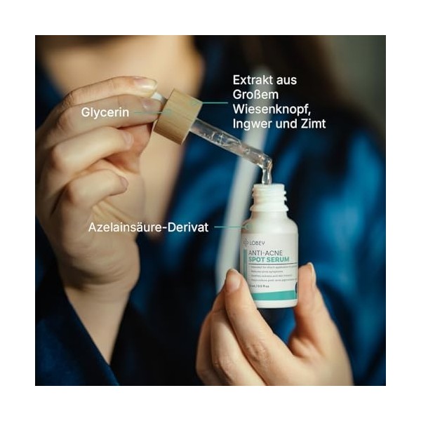 Lobey Sérum anti-boutons - Sérum dacné local à usage ciblé - Avec acide salicylique, zinc et bioflavonoïdes - Apaise et rédu ...