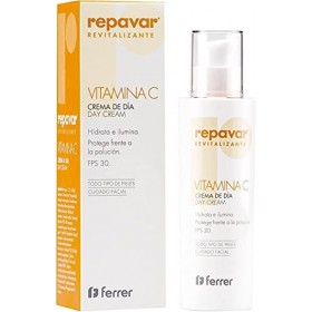 Repavar Crème de jour Revitalisante avec Action Hydratante - à la Vitamine C et Pollustop - Protège la Peau de la Pollution e