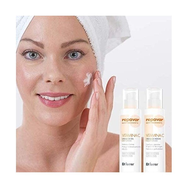 Repavar Crème de jour Revitalisante avec Action Hydratante - à la Vitamine C et Pollustop - Protège la Peau de la Pollution e