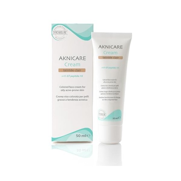 Synchroline - Aknicare Cream Teintée Clair Crème Visage Colorée 50 Ml Anti-Imperfections Peau Grasse et Impure Avec Acide Sal