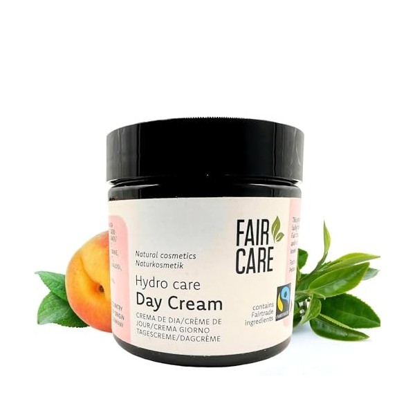 FAIR CARE Fairtrade Crème de jour 100 ml – Soin du visage Fairtrade à labricot et au thé vert – Soin de jour hydratant – Crè