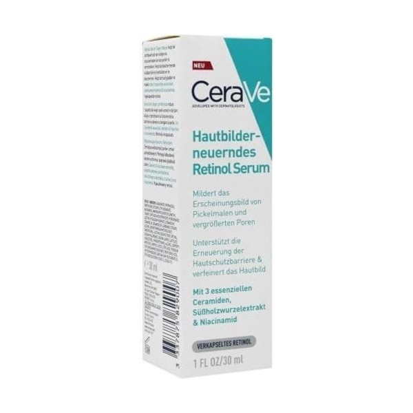 CeraVe Sérum de rétinol lissant pour le visage avec niacinamide. Aide à uniformiser le teint, lisse la peau, atténue les marq