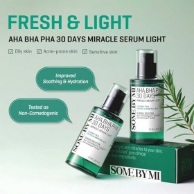 SOME BY MI AHA BHA PHA Sérum Miracle Léger 30 Jours - 1,69 Oz, 50 ml - Fabriqué à partir deau de feuille darbre à thé pour 