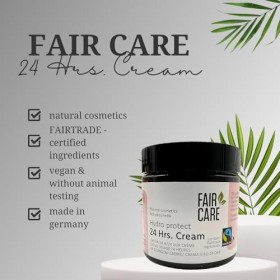 FAIR CARE Fairtrade Crème pour le visage 24h à labricot, à lolive et au raisin – Hydratante et nourrissante – Crème adaptée