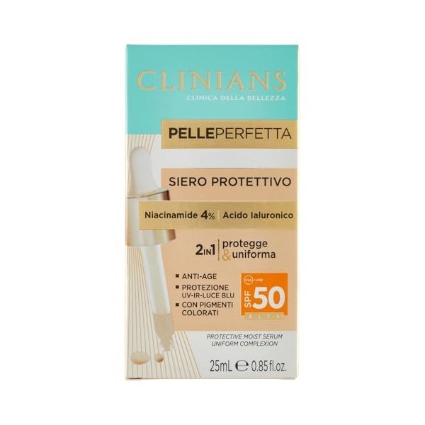 CLINIANS | Perfect Skin Protective Serum SPF50+, Dermatologiquement testé, Made in Italy, 25 ml