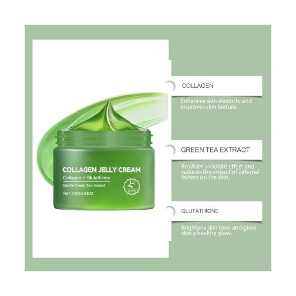 Crème en gelée au collagène, crème en gelée au collagène et niacinamide, crème en gel nourrissante infusée de collagène, crèm...