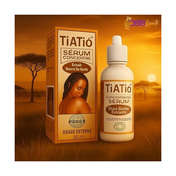 Tiatio Sérum Corporel Concentré – 50 ml | Unifie le Teint, Hydrate et Réduit l’Apparence des Taches | Enrichi en Karité, Vita