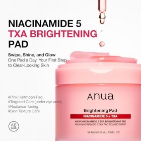 ANUA Tampons Toniques Niacinamide 5 Txa, Soin Hydratant Pour Un Teint Uniforme Et Un Éclat Quotidien 210 Ml, 60 Tampons rou