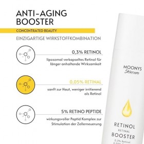 MOONYS® Rétinol Sérum Booster avec 0,3 % de rétinol 0,05 % de rétinol et 5 % de peptides rétino- Vitamine A Bakuchiol Q10 pou