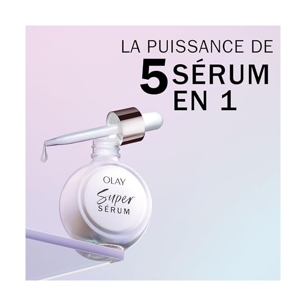 Olay Super Serum, Sérum Hydratant pour le Visage à la Vitamine C, Niacinamide, Peptide de Collagène, Soin Anti-Âge et Éclat, 