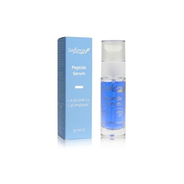 Saflora Sérum peptide avec GHK-Cu 0,5 % et probiotiques 3 %, soin du visage anti-âge 30 ml
