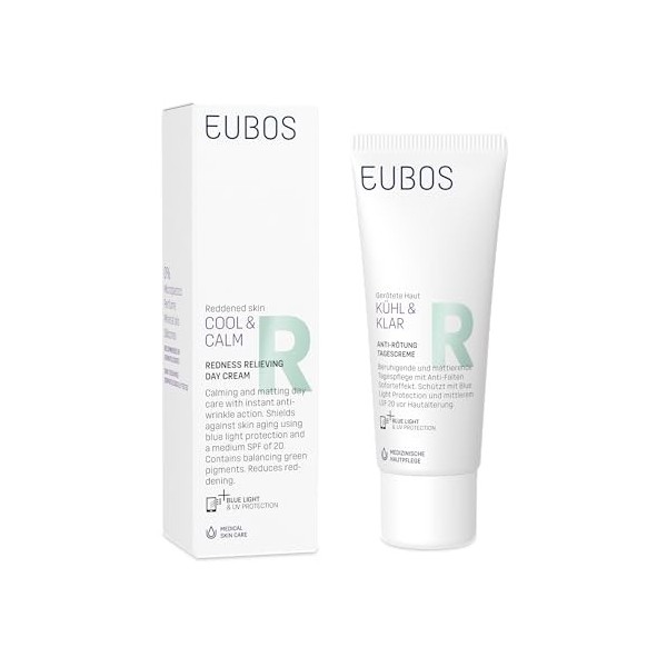 EUBOS FRAIS & NET ANTI-ROUGEURS | Crème de Jour | Soin Apaisant et Matifiant pour Peaux Rougies | SPF 20 | Protège de la Lumi