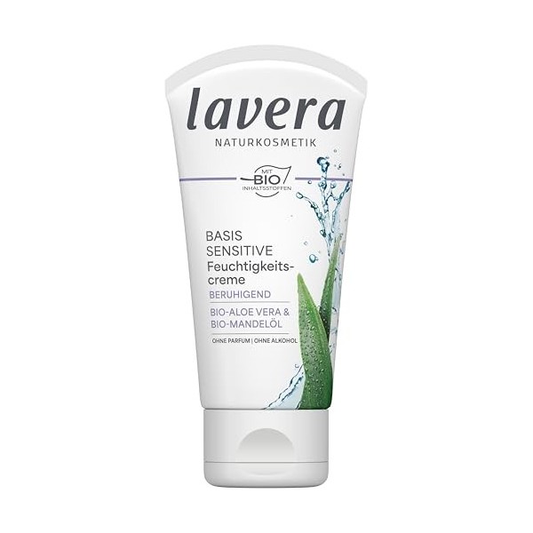 lavera Basis Sensitiv Crème hydratante apaisante – Cosmétique naturel – Végétalien – Aloe Vera & Huile damande bio – Hydrata
