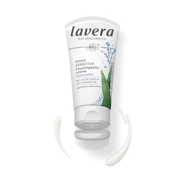 lavera Basis Sensitiv Crème hydratante apaisante – Cosmétique naturel – Végétalien – Aloe Vera & Huile damande bio – Hydrata