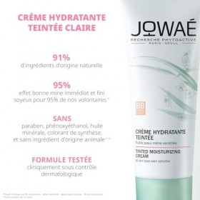 Jowaé - Crème Hydratante Teintée Claire à lEau de Fleurs de Sakura 30ml - Soin visage - Toutes peaux - Peaux sensibles - 93%