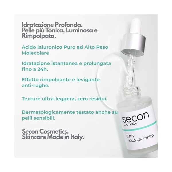 Sérum Visage Acide Hyaluronique Hydratation Intense, Hydratant, Action Repulpante, Lissage, Anti-Âge, Anti-vieillissement, An