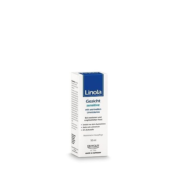 Linola Gesicht Sensitive Gesichtscreme für trockene und empfindliche Haut, 50 ml Crème