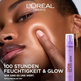 LOréal Paris Glass Skin Fluide hydratant pour peau repulpée et brillante avec acide hyaluronique + 5% [vitamine B3 + Pro B5 