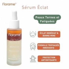 Florame Sérum Éclat Visage Bio 30 ml – Vitamine C & Grenade Bio – Effet Bonne Mine Immédiat – Soin Éclat Peaux Ternes et Fati