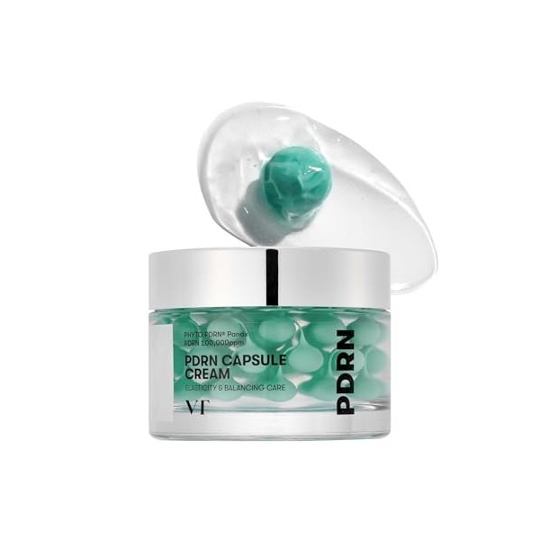 VT COSMETICS PDRN Capsule Cream 100 – Crème Visage Hydratante Coréenne aux Peptides et Acide Hyaluronique, Soin Nourrissant 