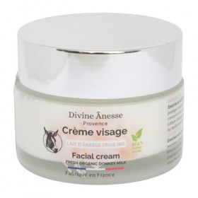 Divine Ânesse – Crème Visage – Lait d’Ânesse Frais Bio – 50 ml - Hydratante, Apaisante, Nourrissante - Tous Types de Peaux - 