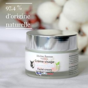 Divine Ânesse – Crème Visage – Lait d’Ânesse Frais Bio – 50 ml - Hydratante, Apaisante, Nourrissante - Tous Types de Peaux - 