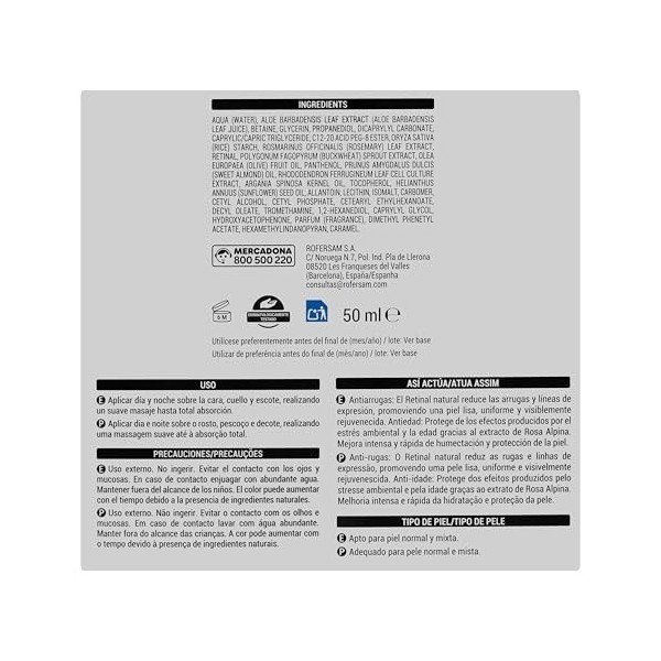 Crème visage rétinale premières rides Prevent Age Skin Deliplus peau normale et mixte | Pot 50 ml