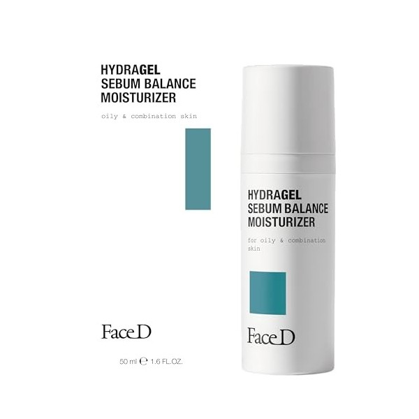 Face D - HydraGel Crème Visage Hydratante Peau Grasse, 50 ml