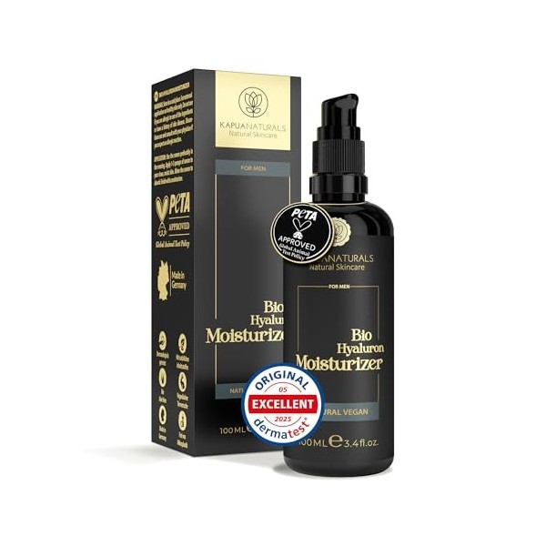 Crème Visage Homme 100 ml • +Guarana +Acide Hyaluronique +Lipides Végétaux • Soin Hydratant Anti-Âge pour Hommes • Crème Visa...