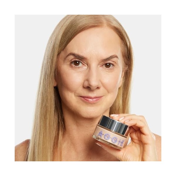 Aggie Crème de jour 50+ pour peaux sèches avec effet brillant - 50 ml - Anti-âge - Hydratante - Réduit les rougeurs - Régénèr