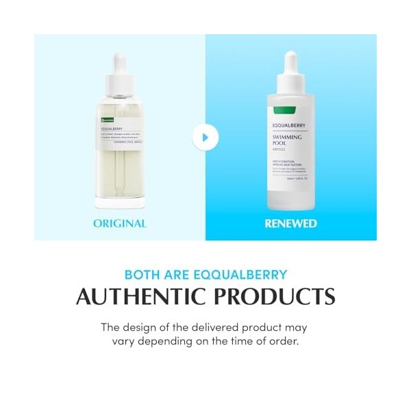 EQQUALBERRY Swimming Pool Ampoule 50ml – Sérum Visage Hydratation Intense avec Complexe d’Acide Hyaluronique et Cica – Soin C